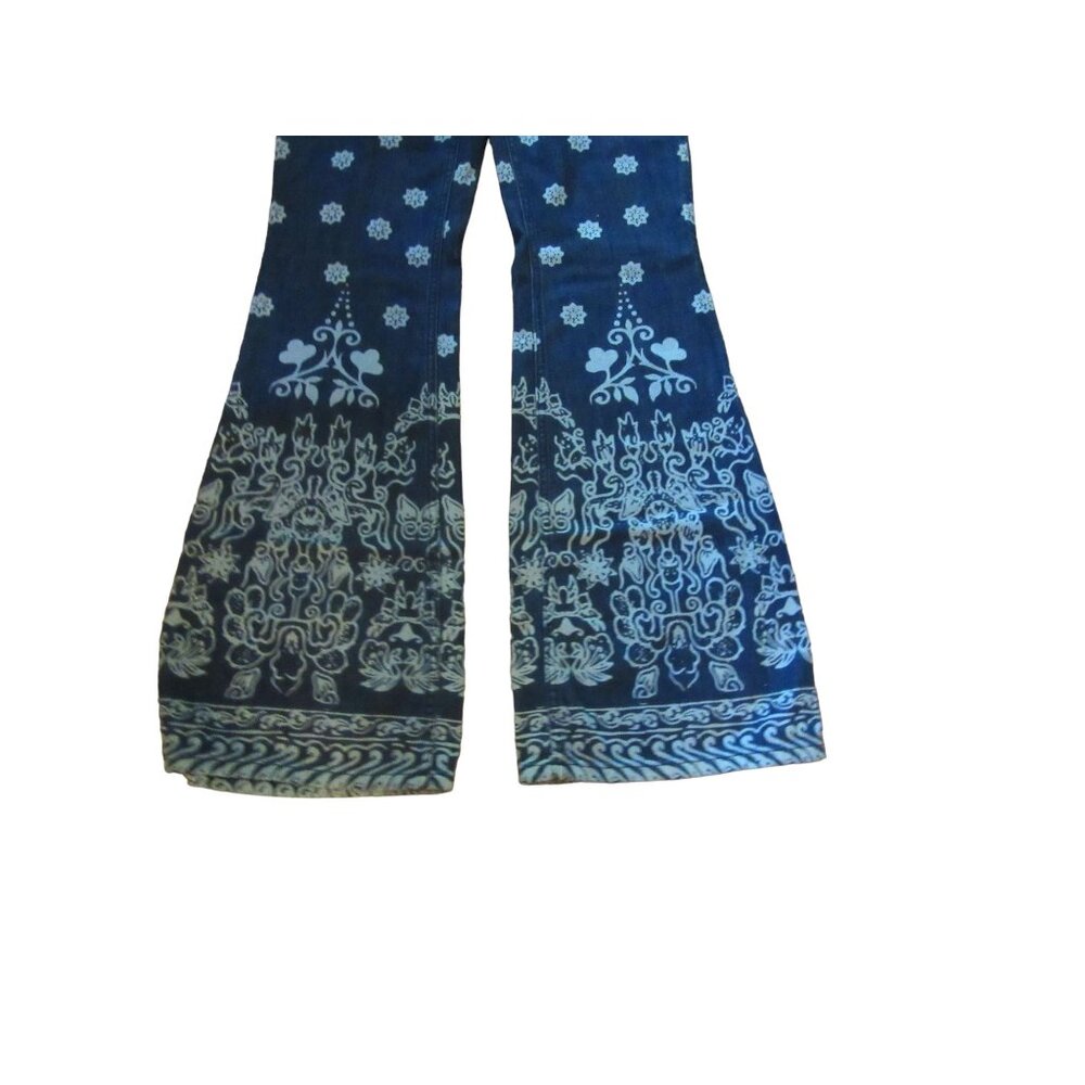 We the Free, Free People Journey Wide Flare Boho Blue Floral Jeans in Size 26 - Picture 2 of 7